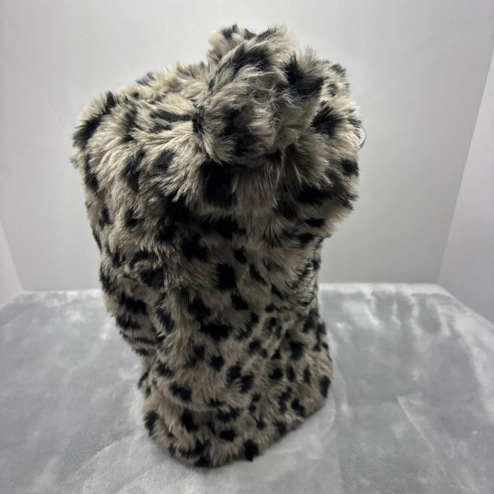 Claires fluffy snow leopard faux-fur balaclava hood